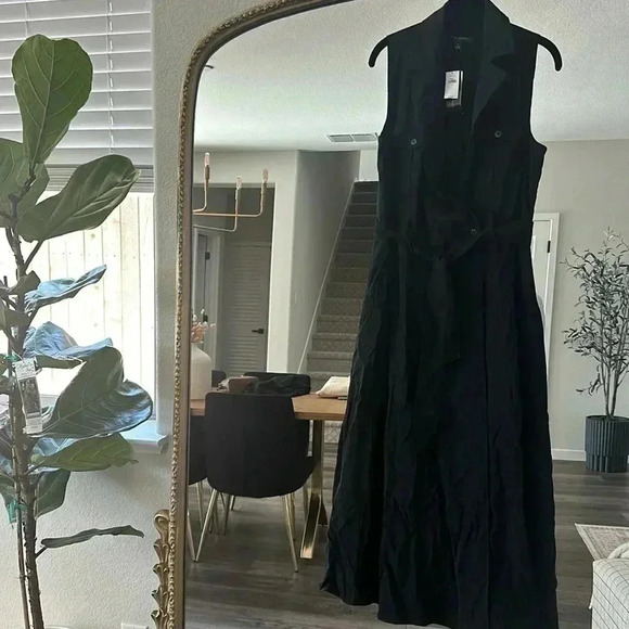NWT BANANA REPUBLIC BLACK TWILL UTILITY BELTED DRESS SIZE 8 - Picture 2 of 4